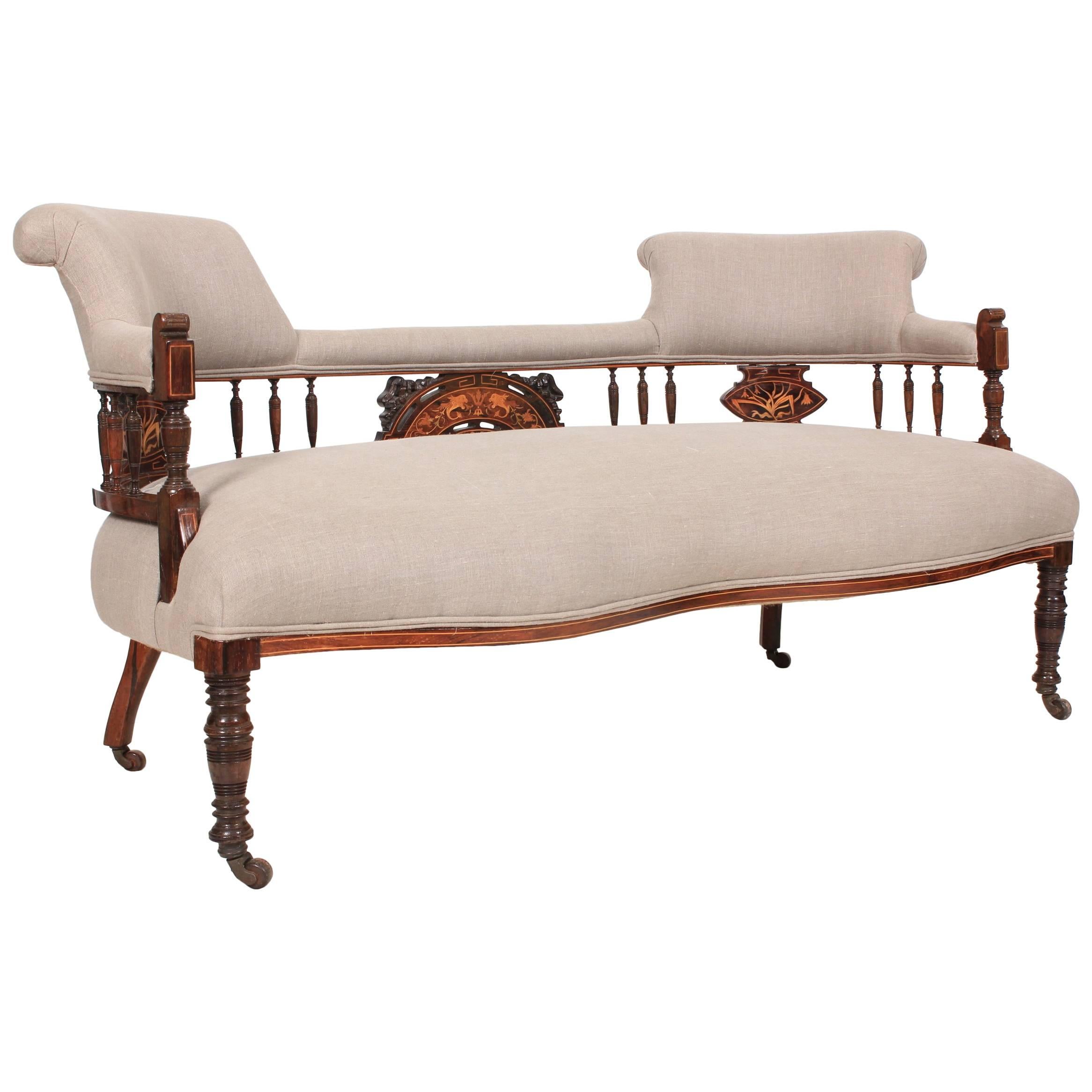 Rosewood Marquetry Tub Sofa For Sale