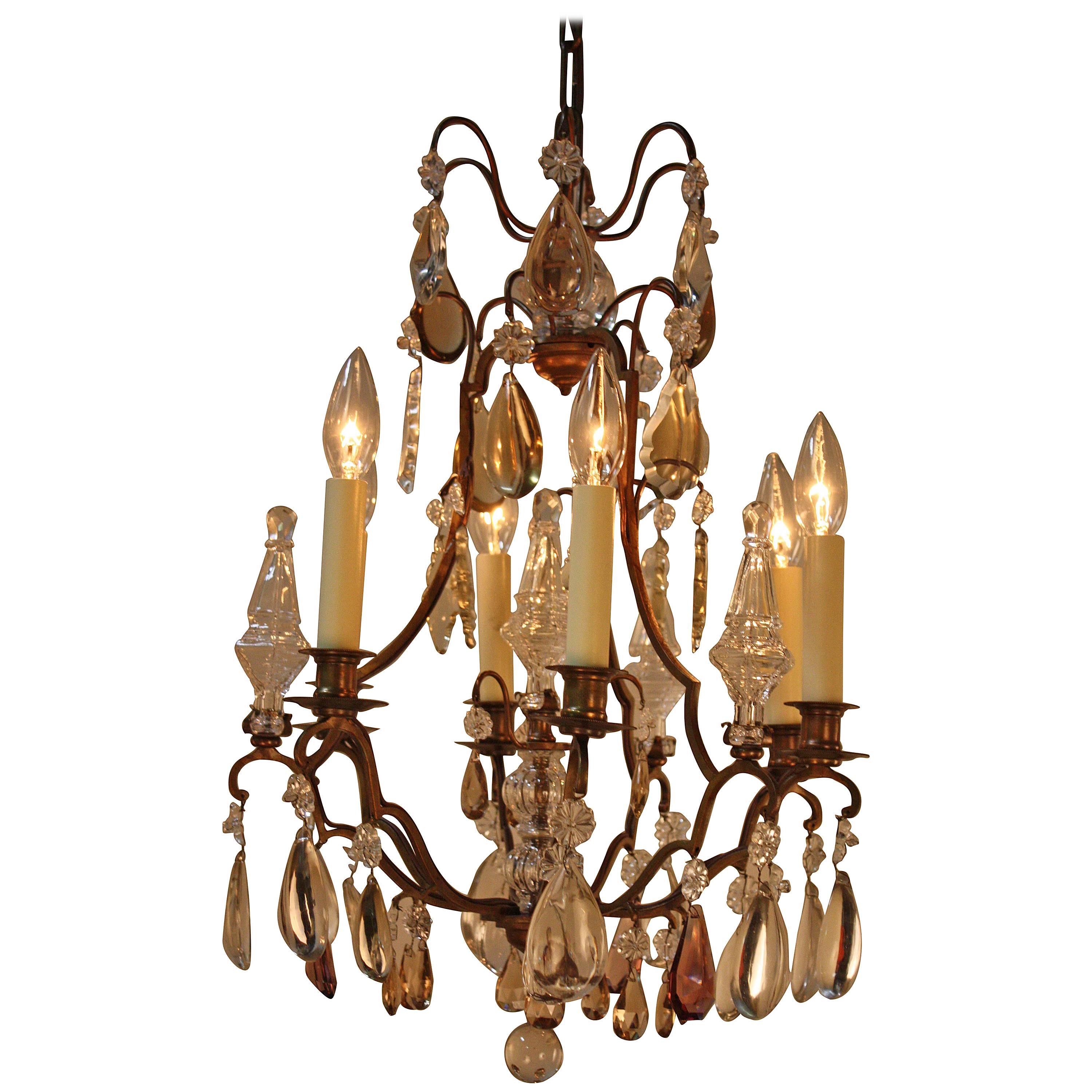 French Crystal and Bronze Chandelier