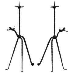 Pair of Iron Candlesticks Attributed to Samuel Yellin