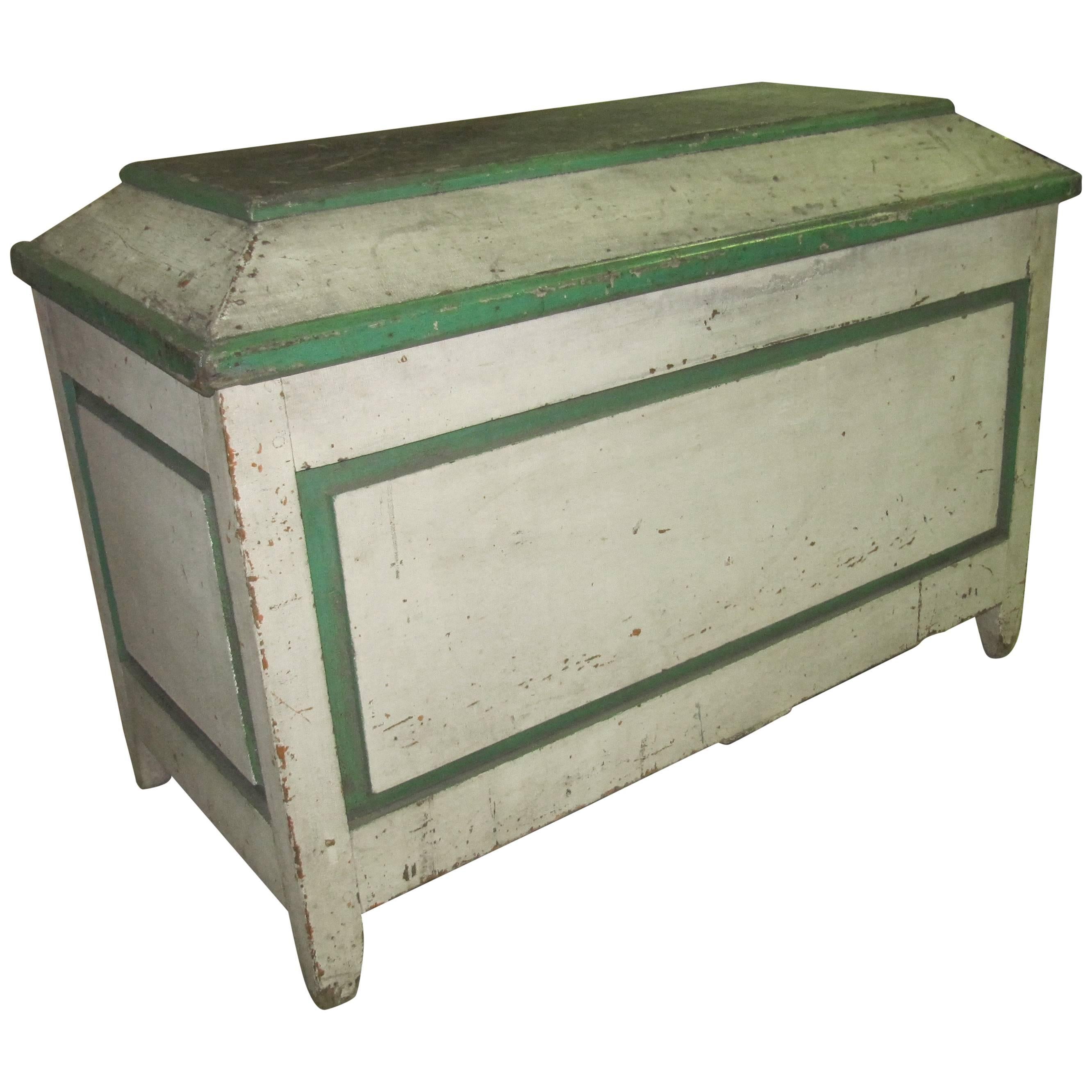 Handsome American Primative Blanket Chest with Wonderful Worn Painted Finish