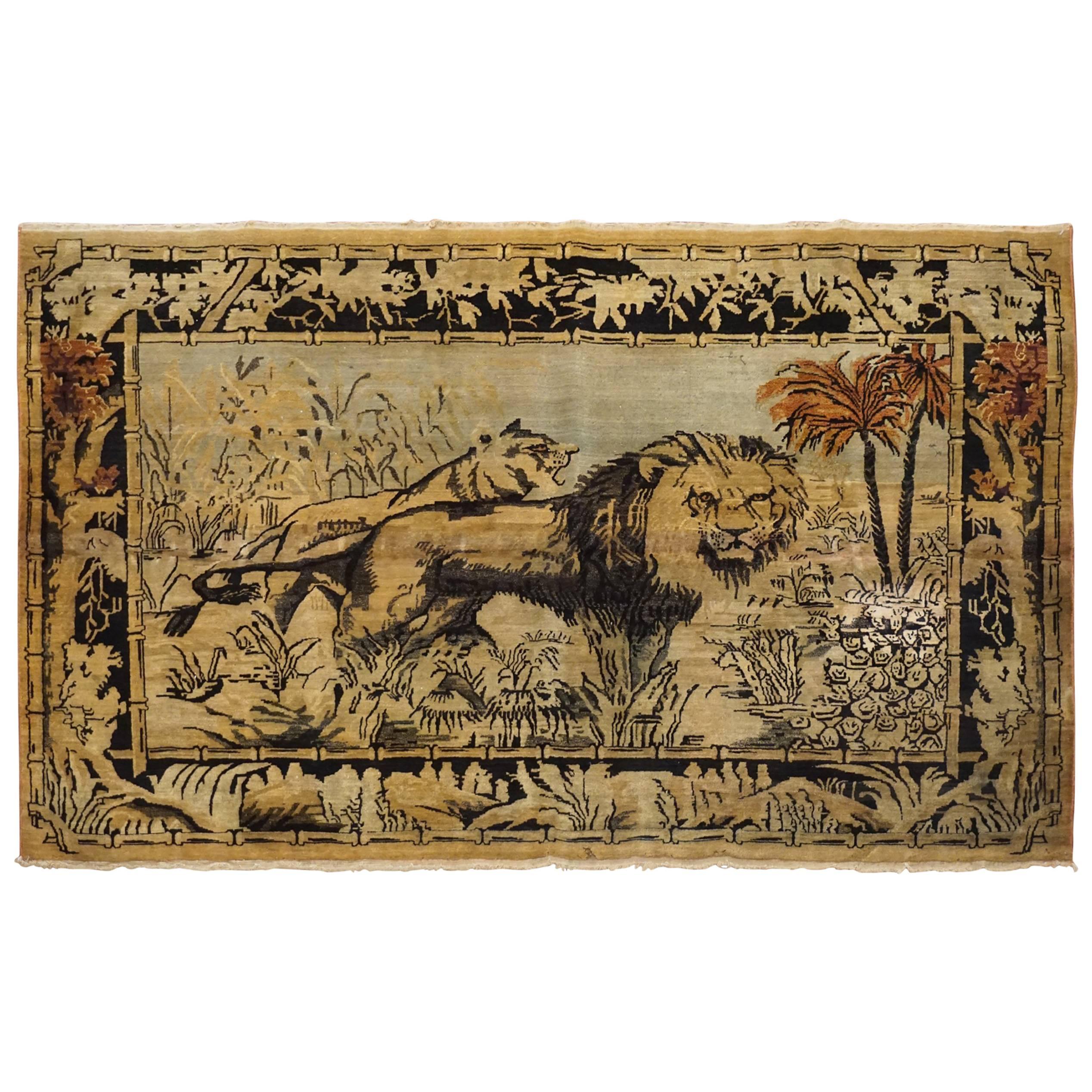 Antique Indian Agra Pictorial Rug, circa 1900 For Sale