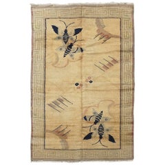 Antique European Rug with Butterfly Motif, circa 1900