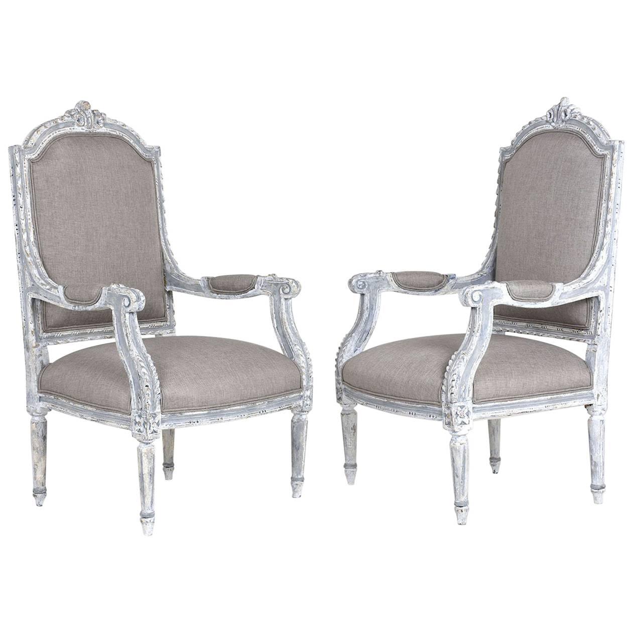 Pair of Antique French Louis XVI-Style Armchairs