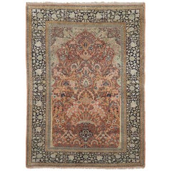 1960s Persian Pure Silk Kashmir Rug