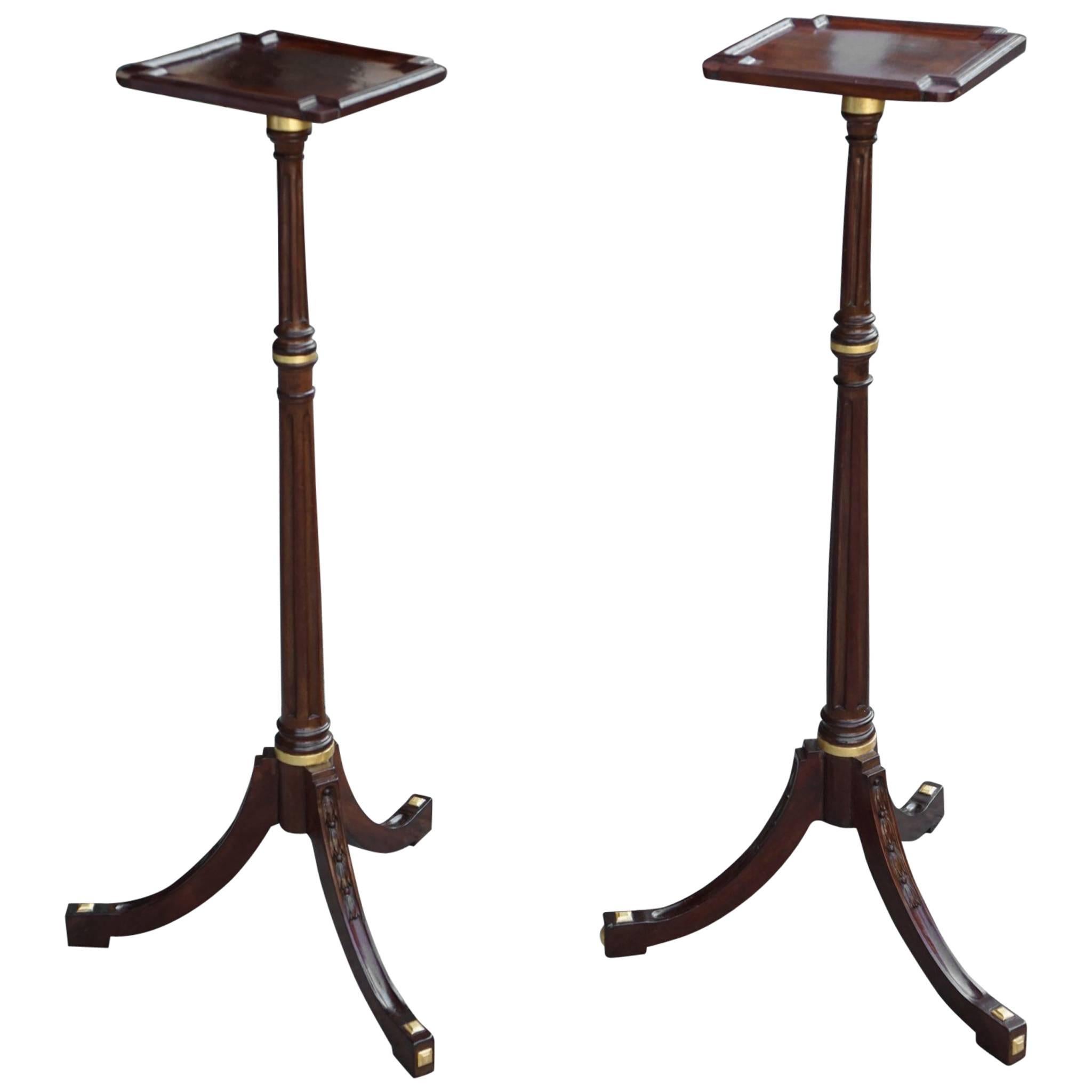 Pair of Period George III Carved and Gilded Mahogany Plant or Candle Stands