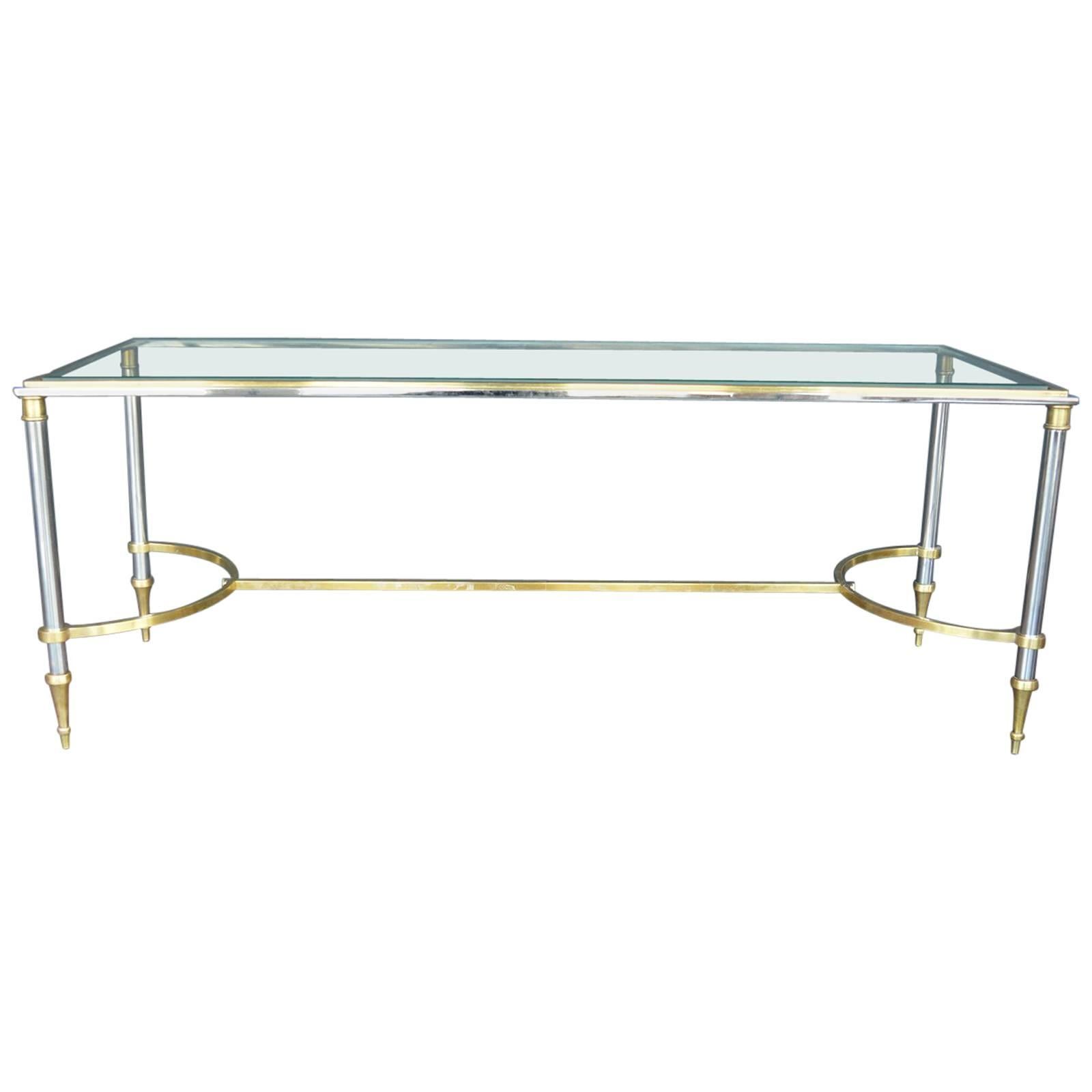 Chrome and Brass Maison Jansen Coffee Table