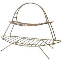 Large Mid-Century Brass Magazine Rack in the Atomic Style 7