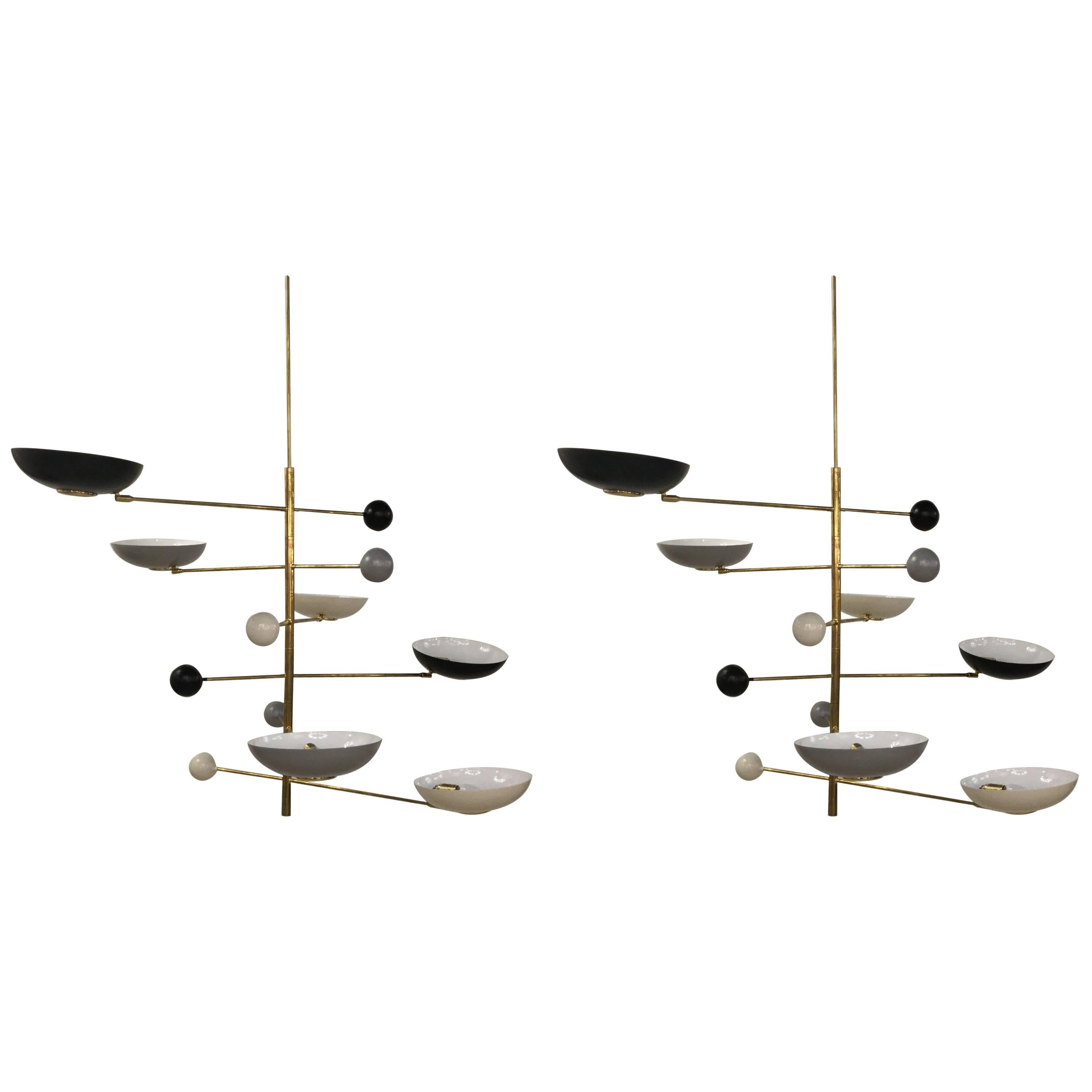 Pair of Italian Modernist Chandeliers