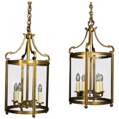 French Gilded Pair of Bronze Antique Lanterns