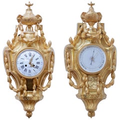 Set of Two Pieces, One Wall Clock and One Barometer