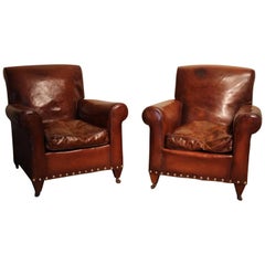 Pair of Early 20th Century Leather Armchairs by Maple & Co.