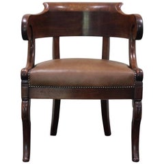 19th Century French Louis Philippe Mahogany Desk Chair