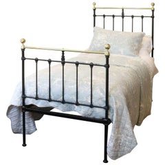 Antique Single Brass and Iron Bed in Black MS25