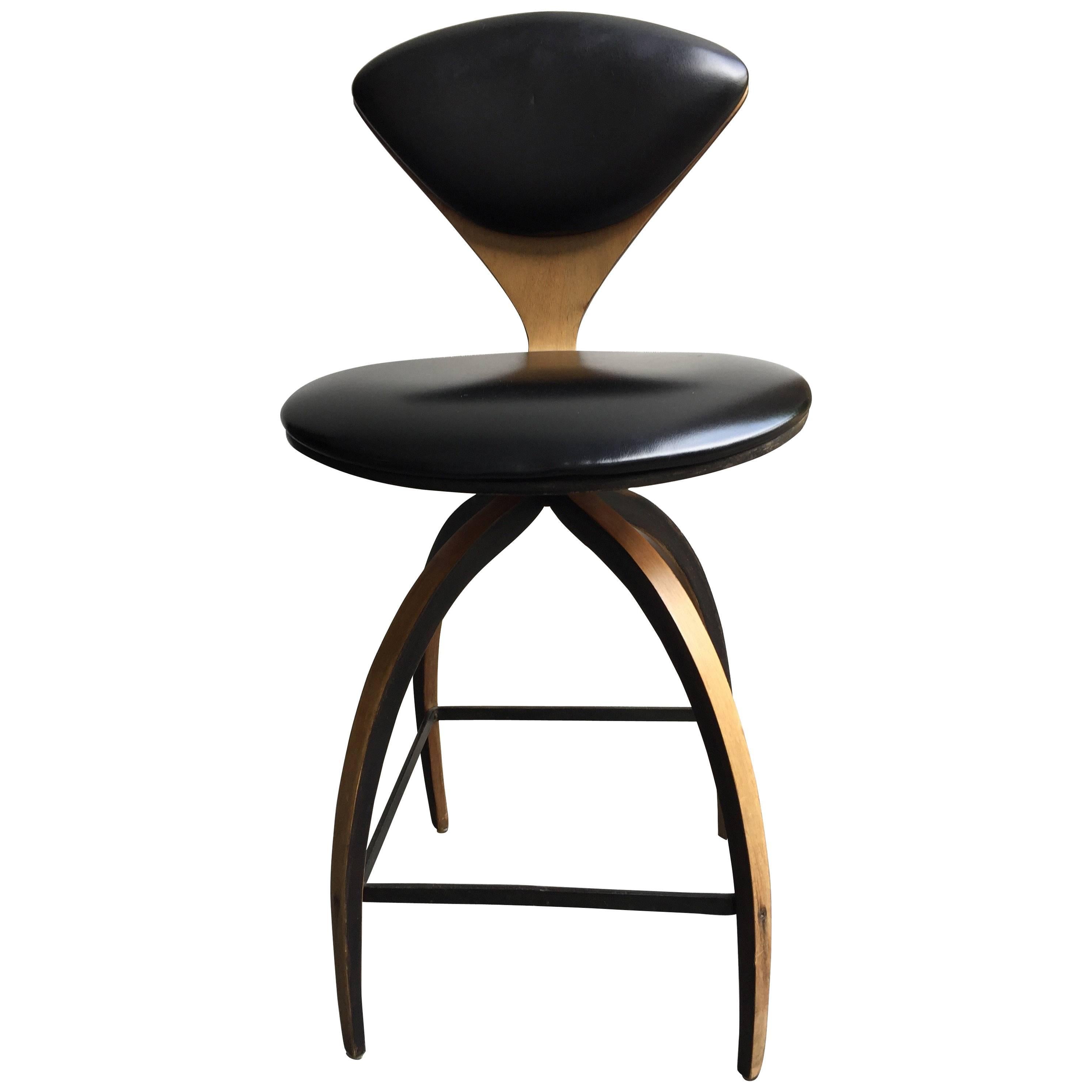 Plycraft of Early Bentwood Swivel Bar Stool Designed for Norman Cherner