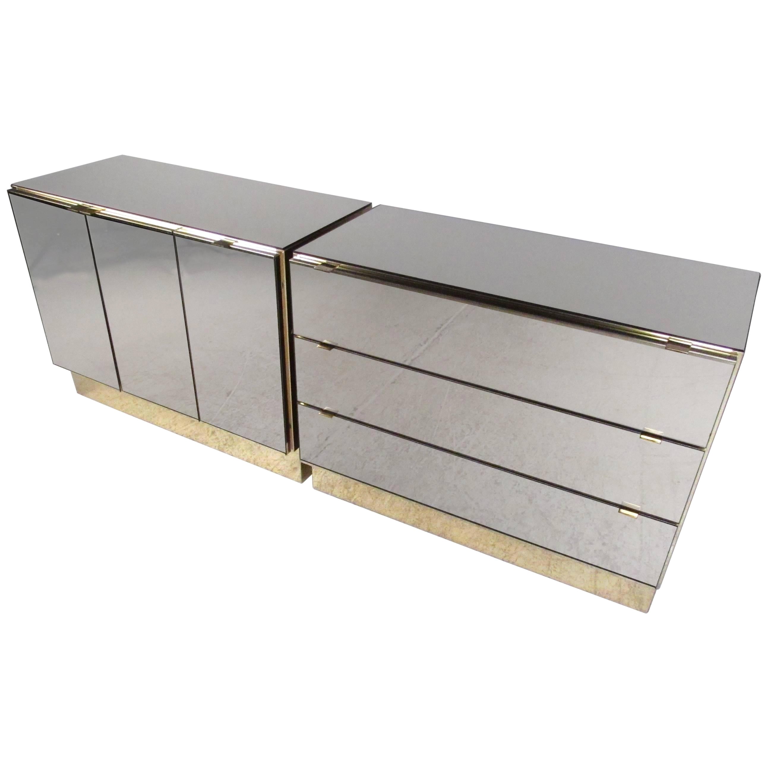 Large Black Mirrored Dresser by Ello at 1stDibs