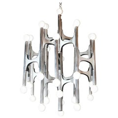 Large Gaetano Sciolari Chrome Chandelier for Lightolier 1