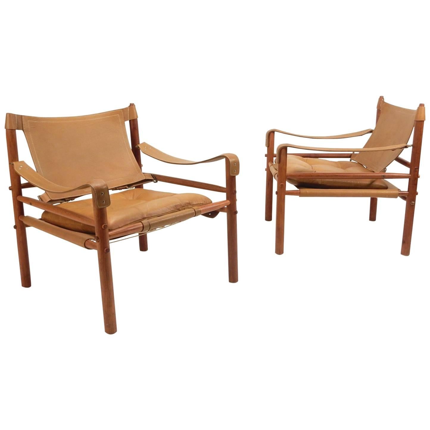Mid-Century Arne Norell Rosewood Sirocco Safari Lounge Chairs