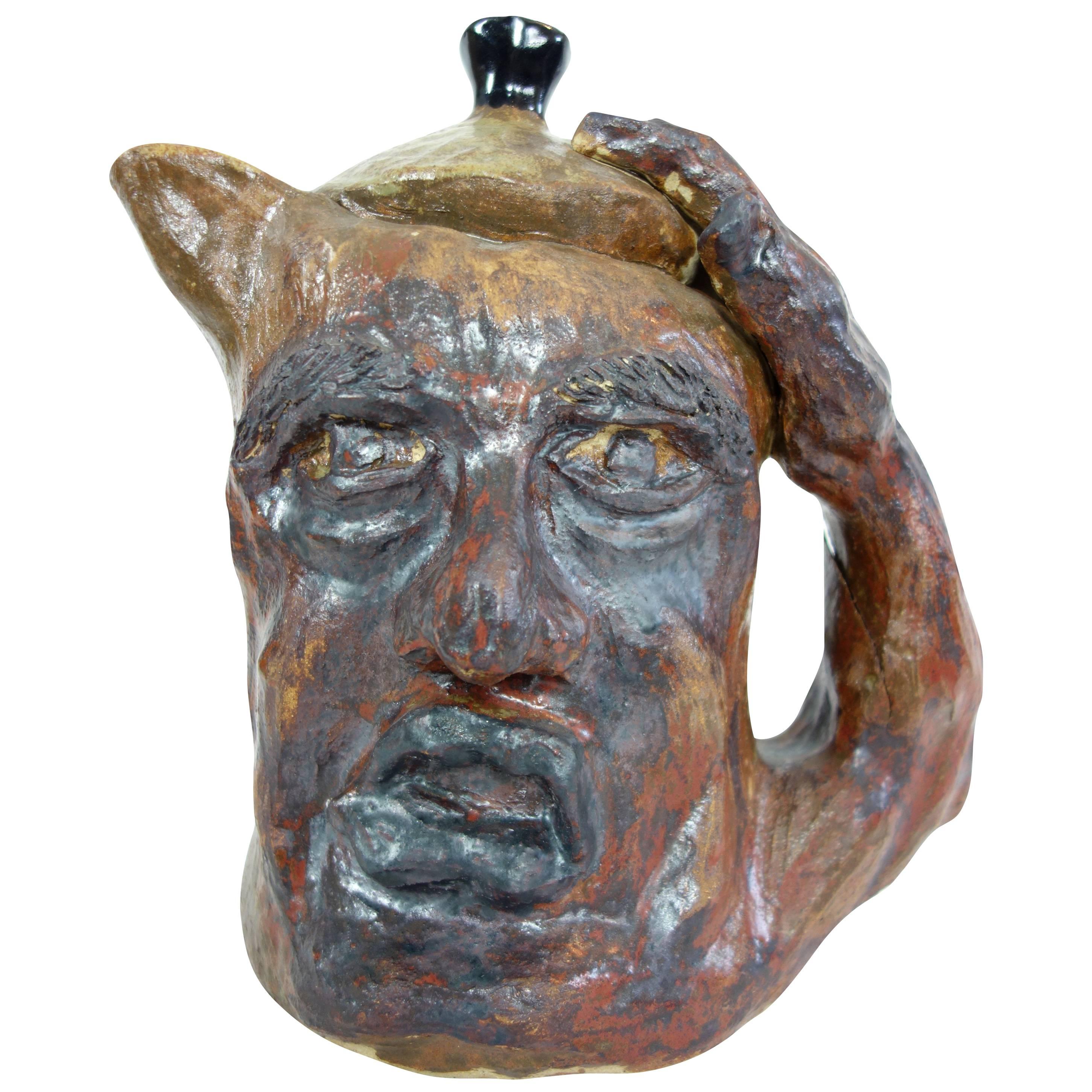 Grotesque Face Jug from a Pottery Studio in Buffalo, New York For Sale