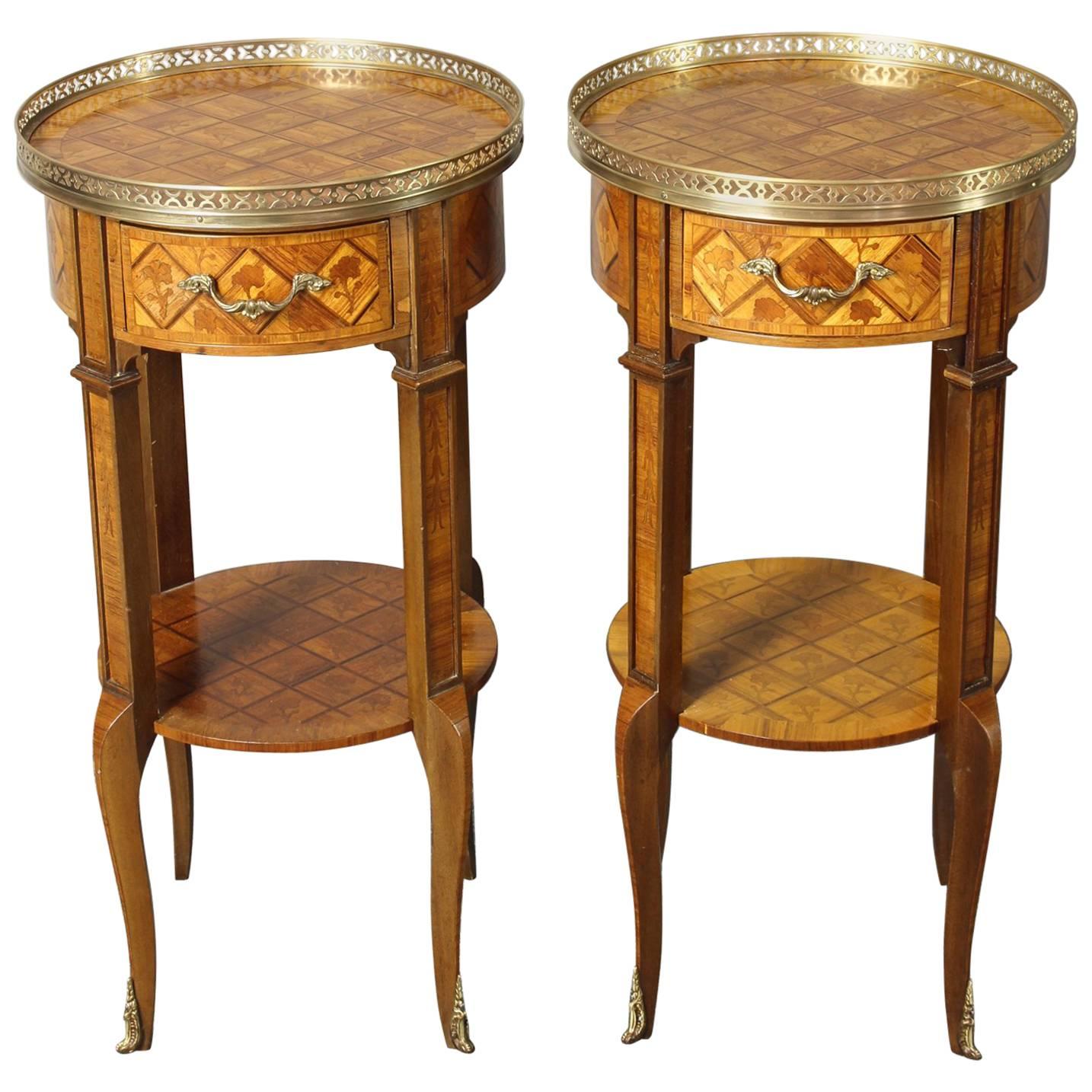 Pair of French Marquetry Side Tables