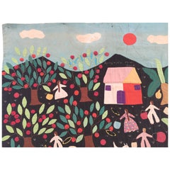 "Gathering Tropical Fruits", Applique Folk Scene 5