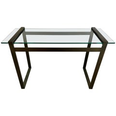  Mid Century Bronze & Glass Console or Foyer Table by Charles Hollis Jones