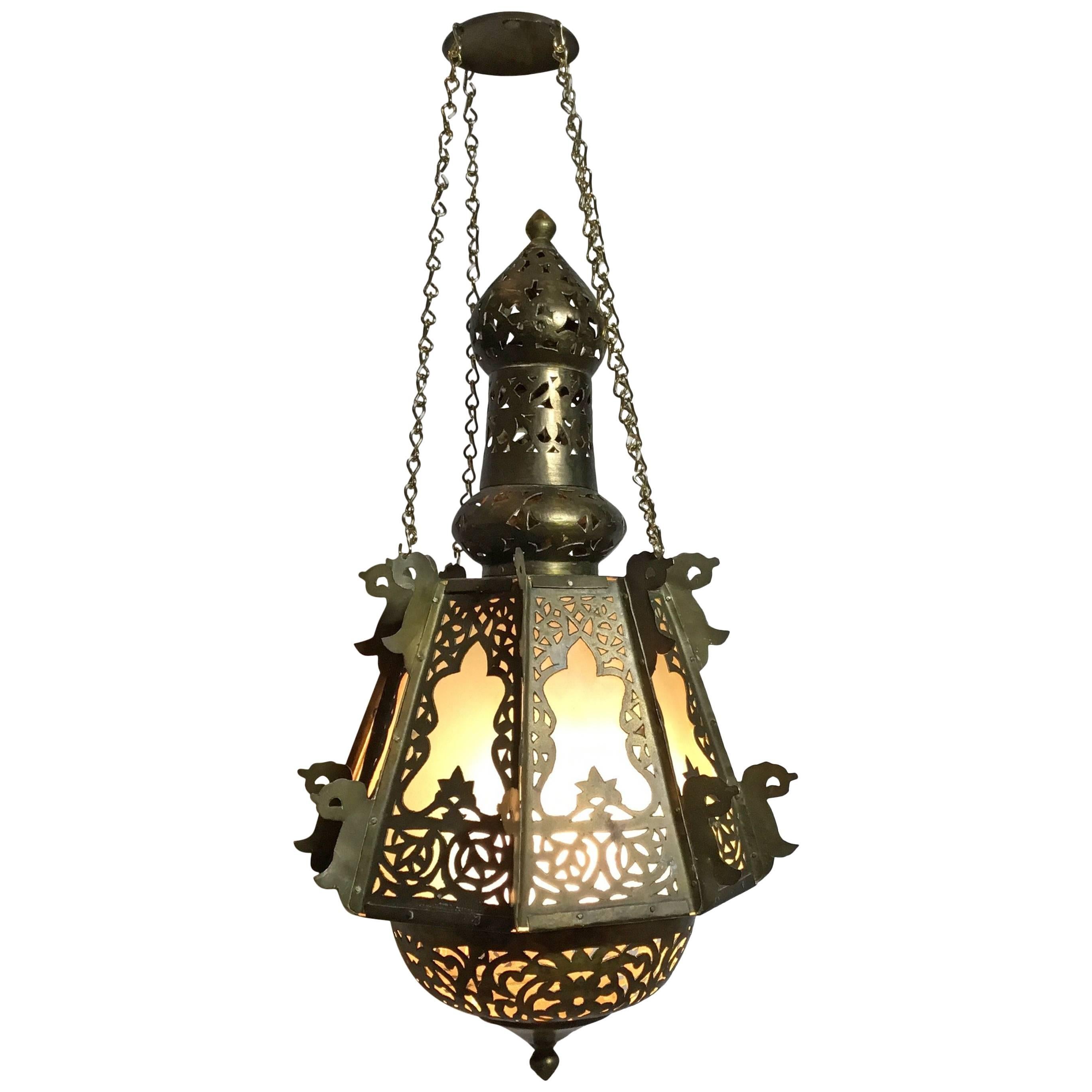 Mid-Century Petite Brass Moroccan Lantern