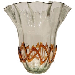 Fluted Handkerchief Vase with Amber Ribbon