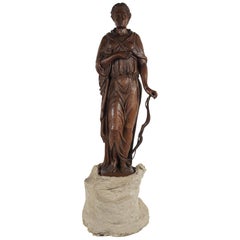  Late 19th Century Baroque Style Carved Oak Figure of Diana the Huntress