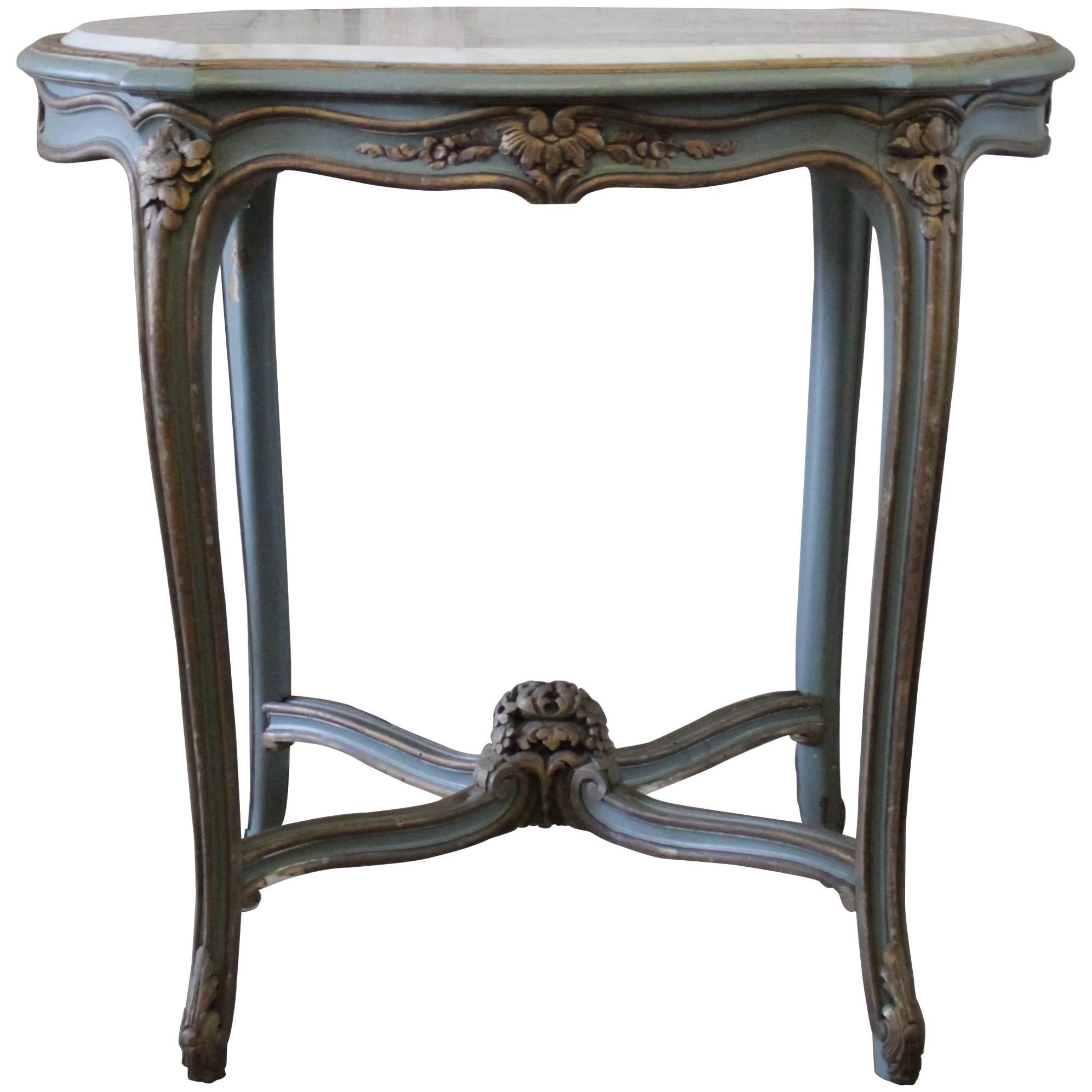 20th Century Louis XV Style Accent Table with Marble Top