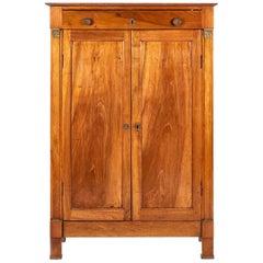 Small Antique French Empire Cherrywood Two-Door Armoire