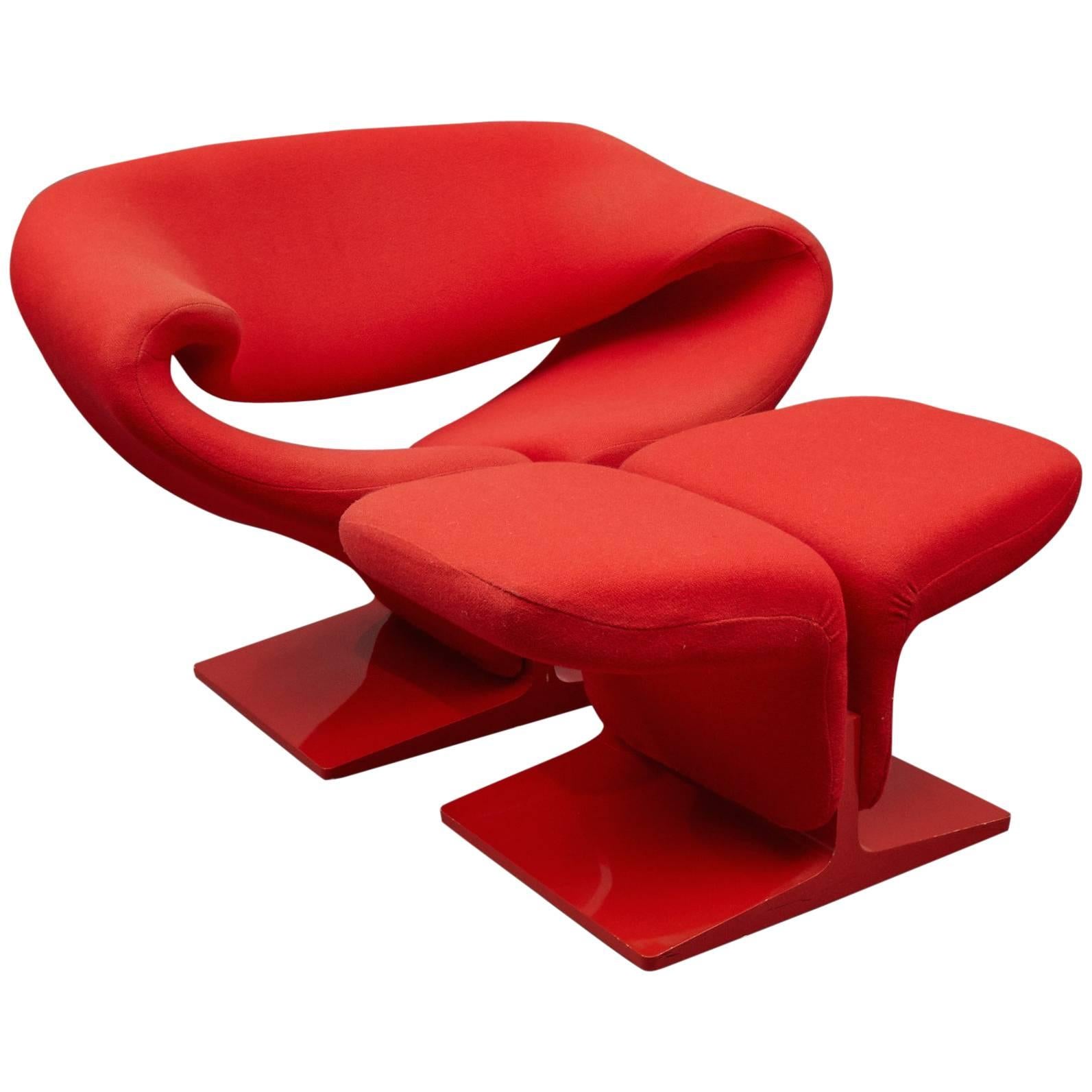 "Ribbon" Lounge Chair and Ottoman by Pierre Paulin for Artifort