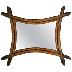 Early and Unusual Asian Style Bamboo Mirror 1
