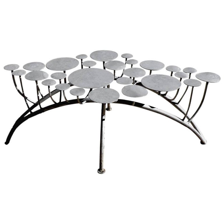 Contemporary Stainless Steel Backless Garden Bench For Sale at 1stDibs
