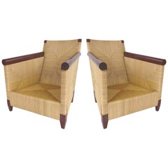 Pair of John Hutton Club Chairs for the Donghia Merbau Collection, circa 1995