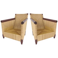 Pair of John Hutton Club Chairs for the Donghia Merbau Collection, circa 1995