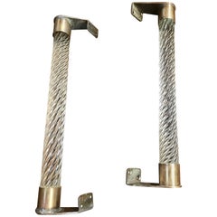 A pair of beautiful Venini Italian, 1950s Handles in Brass and Murano Glass