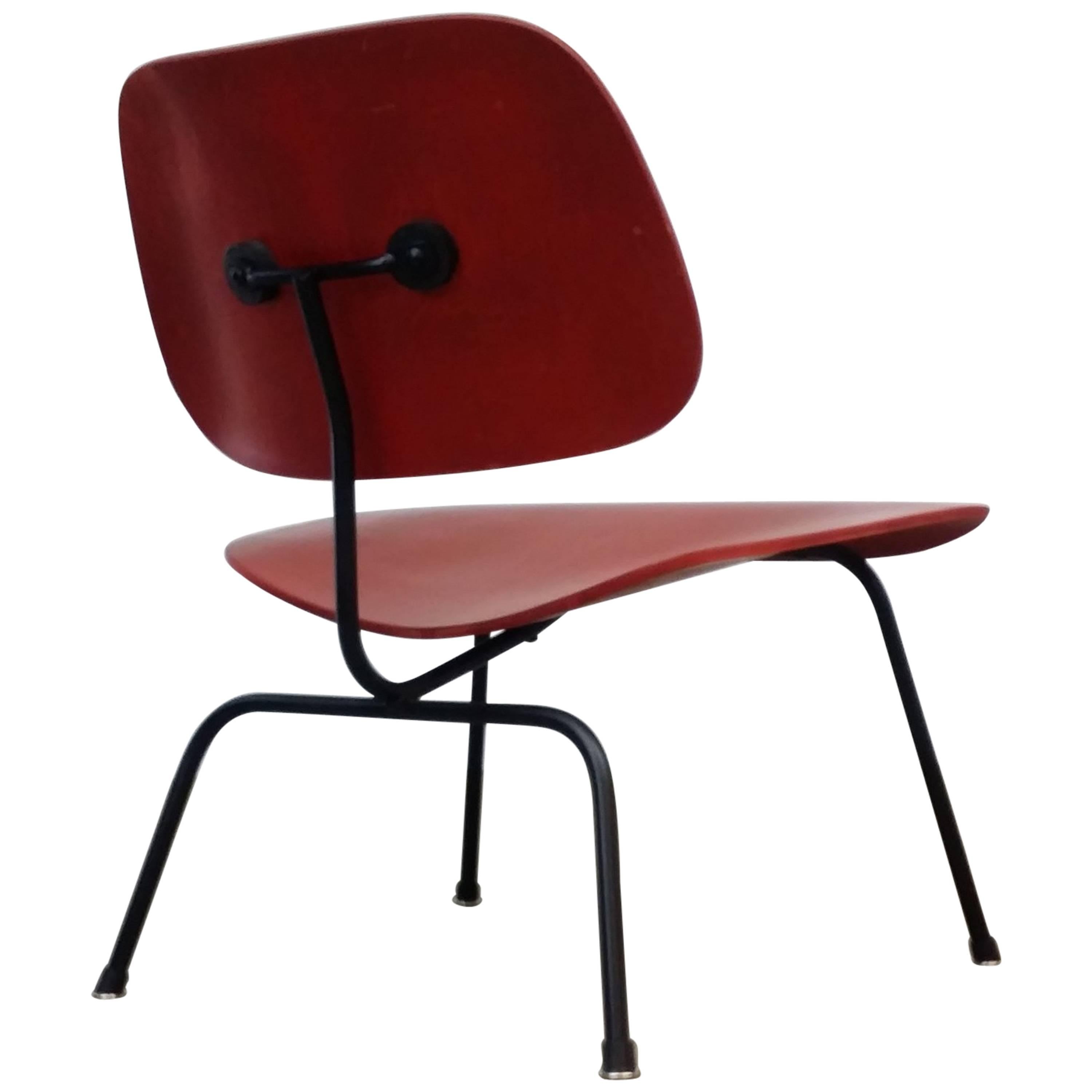 Fully Restored Early Red Aniline Dye Eames LCM