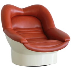 Fauteuil pivotant en cuir "Chauffese Alda:: 1966" de Cesare Casati et Enzo Hybsch