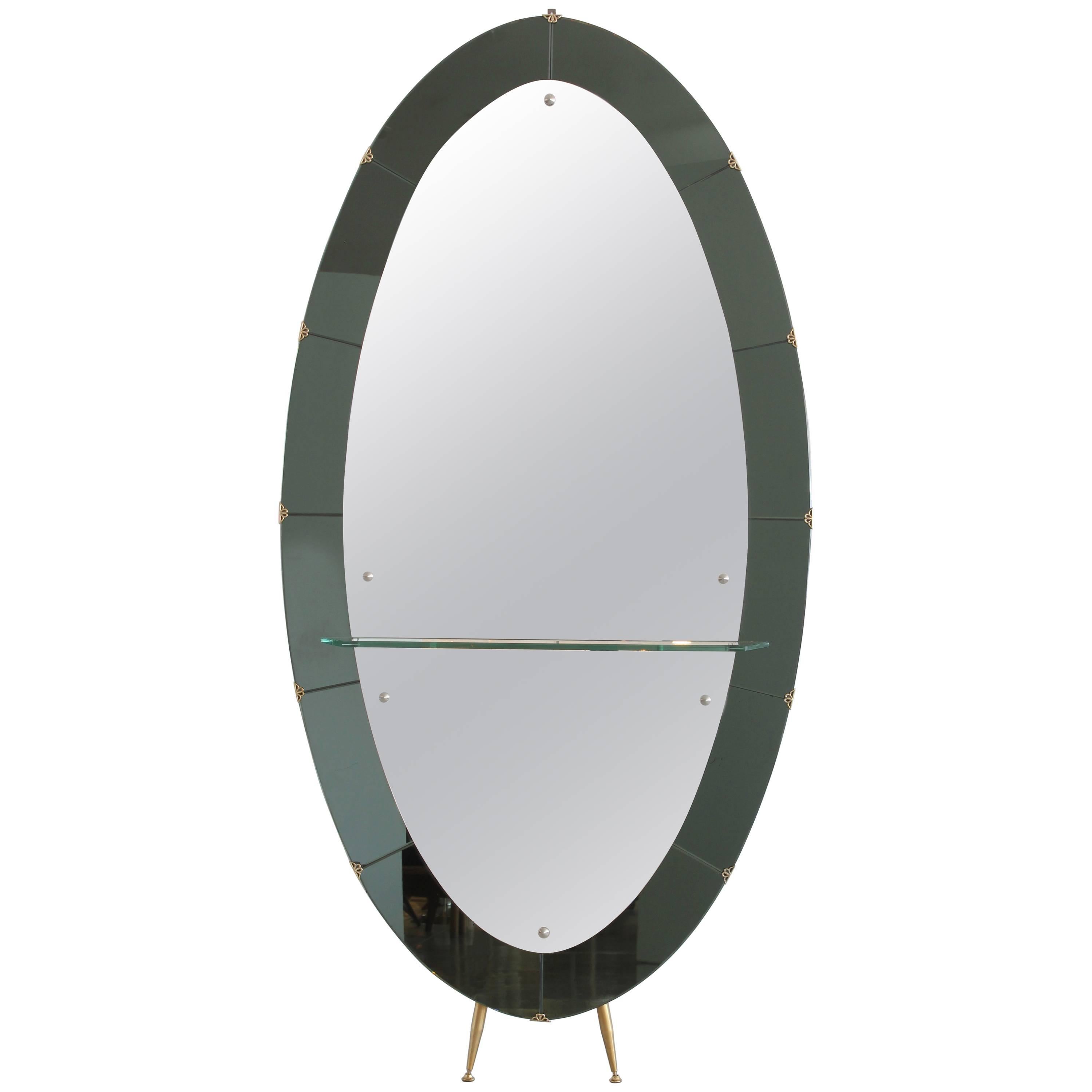 Cristal Art Standing Mirror with Shelf