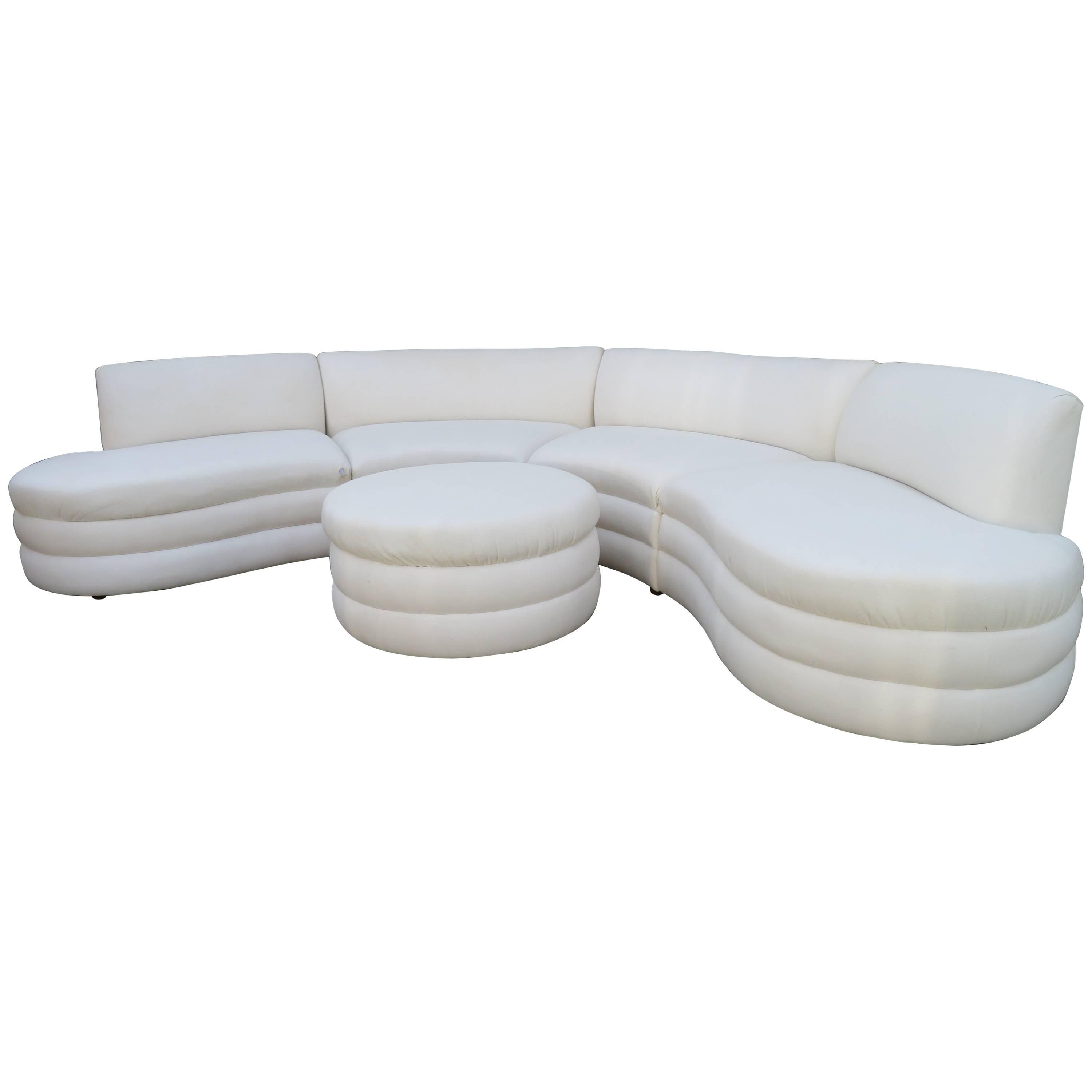 Curved Five-Piece Sectional Sofa Mid-Century Directional