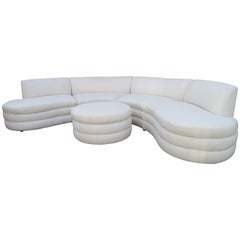 Vintage Curved Five-Piece Sectional Sofa Mid-Century Directional