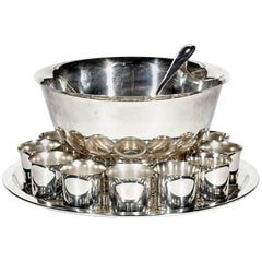 1960s Silver Plate Punch Bowl Set