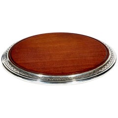 1950s Sterling Silver and Mahogany Wood Serving Trivet