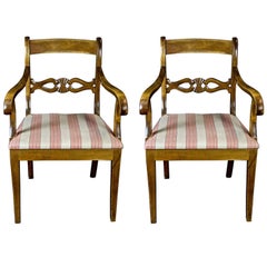 Swedish Biedermeier Carver Chairs Late 19th Century Antique Brown Birch