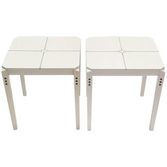 Pair of White Giorgetti End Tables, 1970s