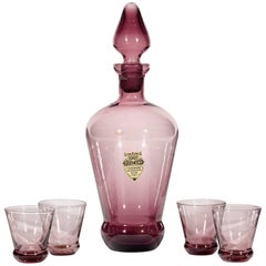 1960s Italian Amethyst Glass Decanter Set