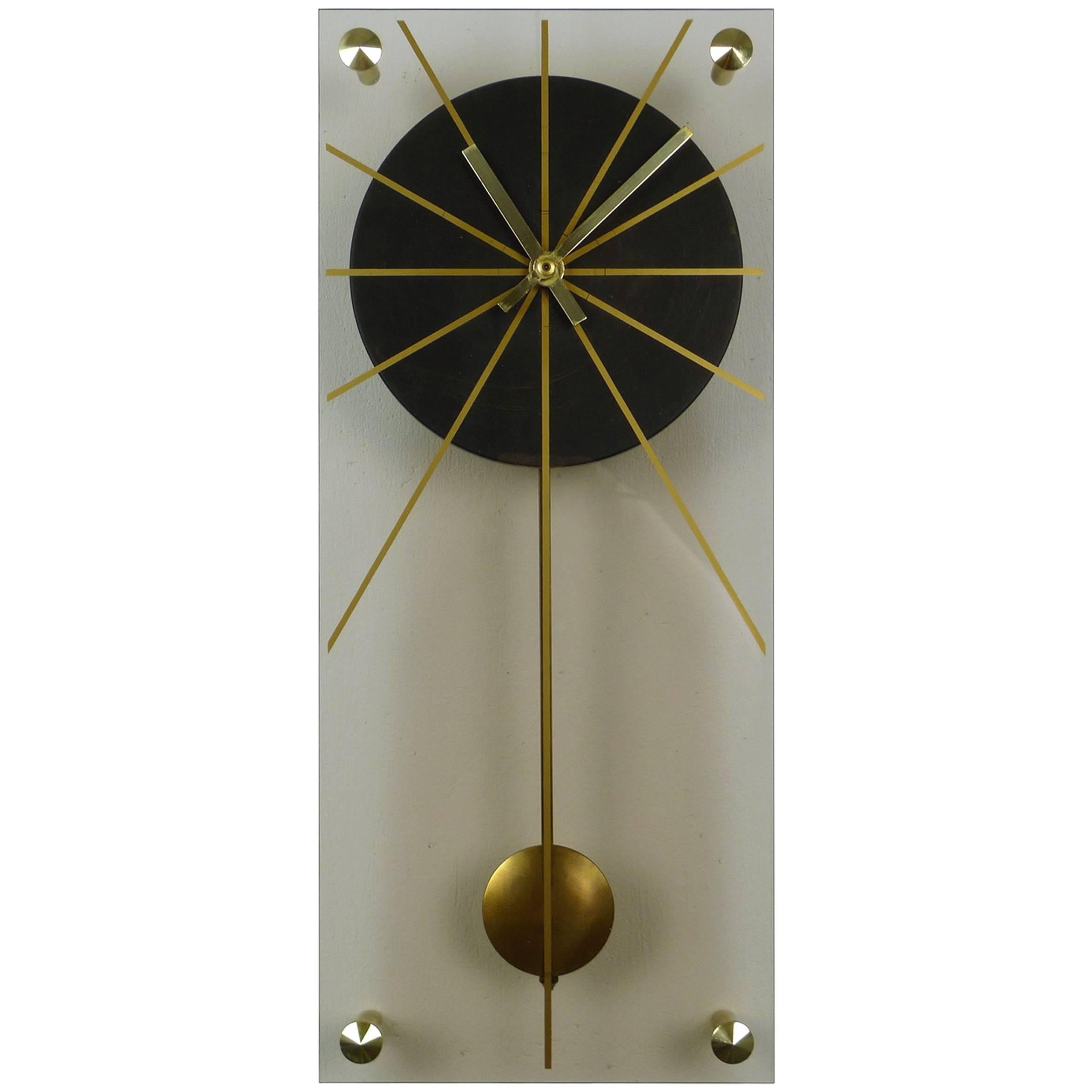 German Plexiglass Wall Clock, 1960s