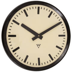 Huge Bakelite Industrial Train Station Wall Clock in Excellent Condition, 1940s