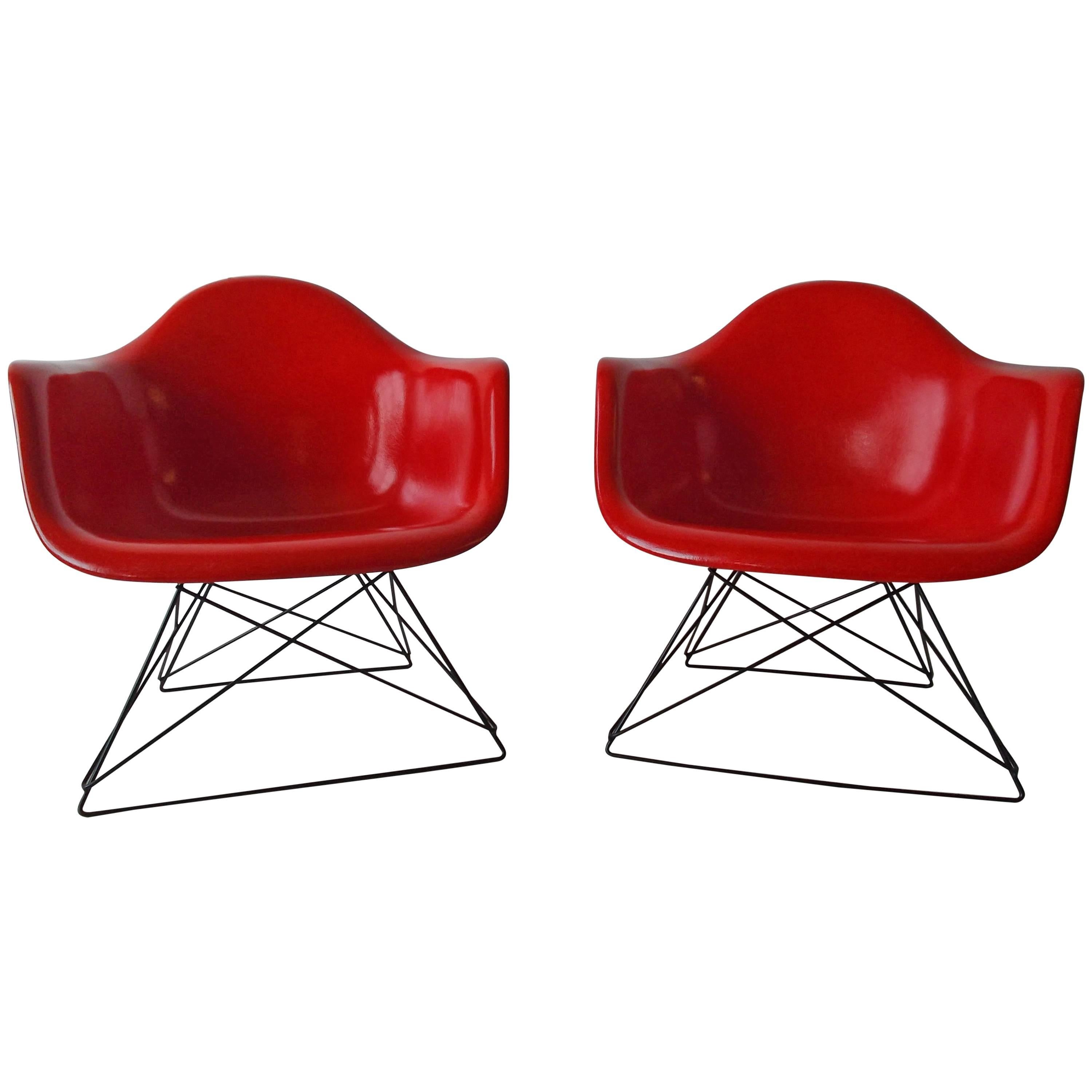 Charles Eames Herman Miller True Red Fiberglass Chairs For Sale
