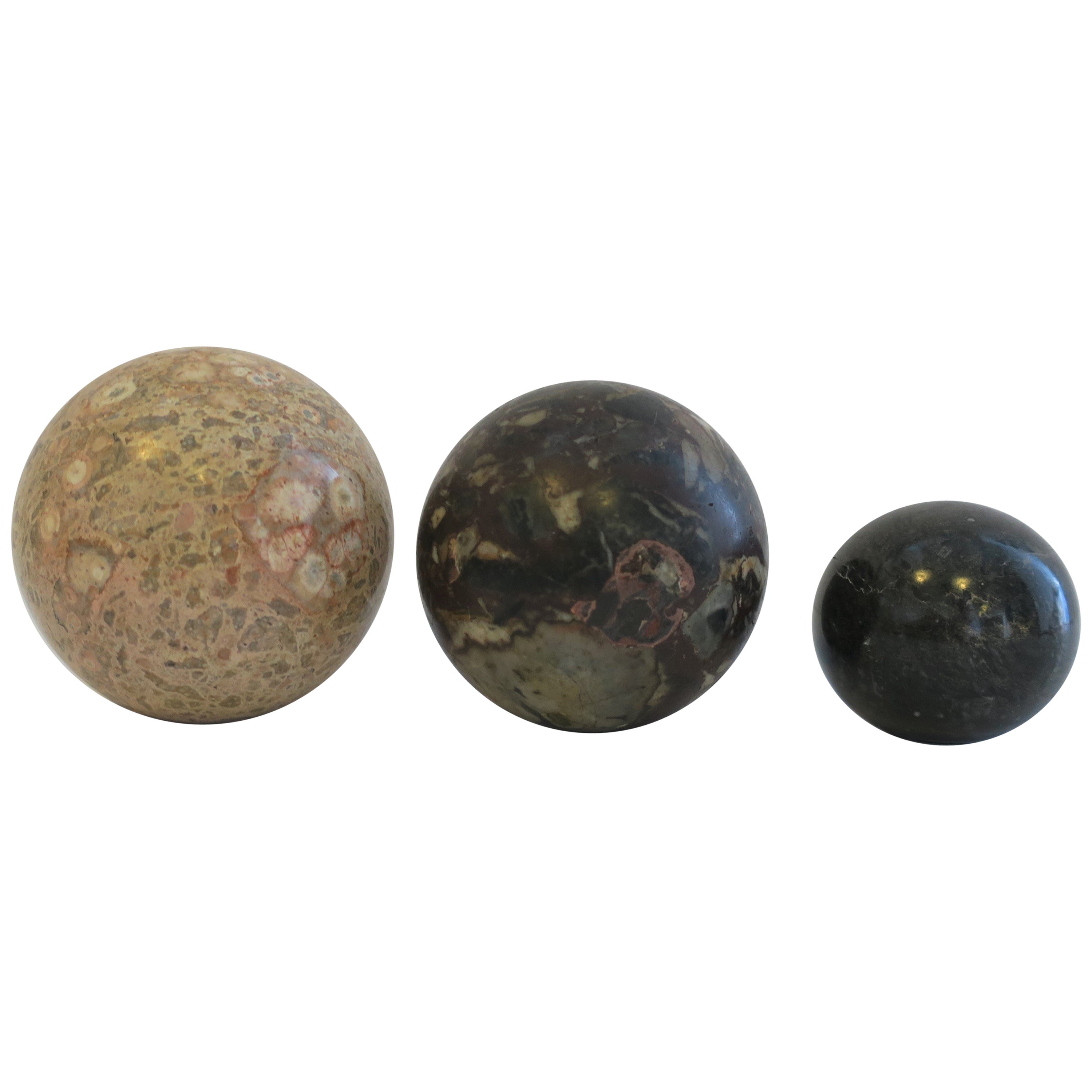 Modern Art Deco Green Marble Sphere's, circa 1970s For Sale at 1stDibs